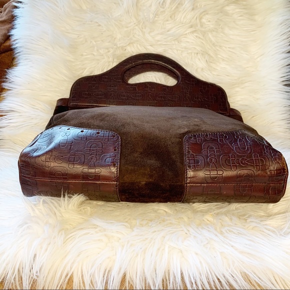 Authentic Gucci brown suede and leather handbag - Picture 5 of 6